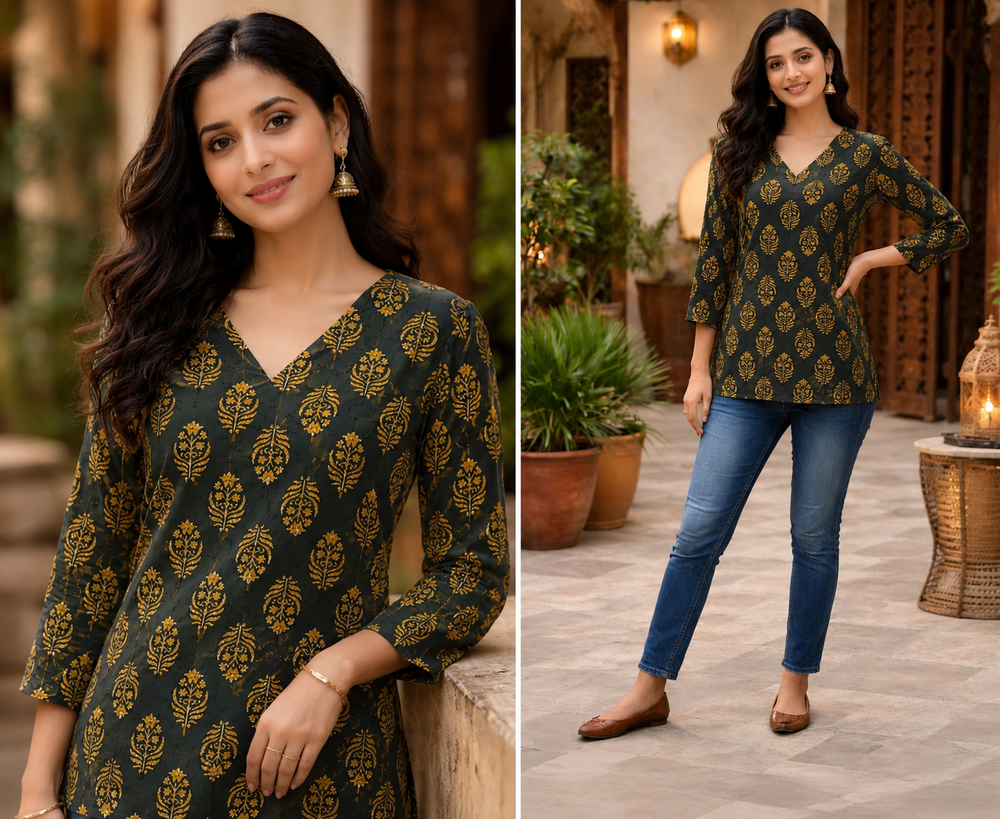 Daily Sutra Jaipuri Premium Cotton Short Kurta – 0626