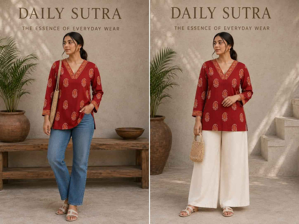 Daily Sutra Jaipuri Premium Cotton Short Kurta – 0826