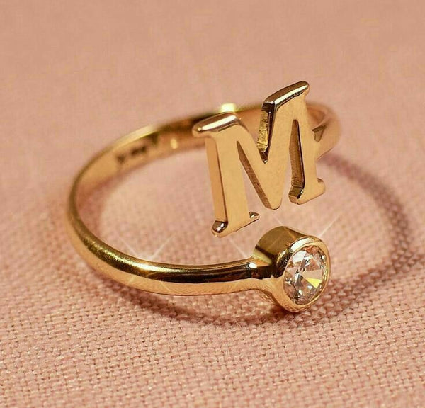 Single Letter Ring with Diamond - Elegant Personalization x Cred - KraftedKey