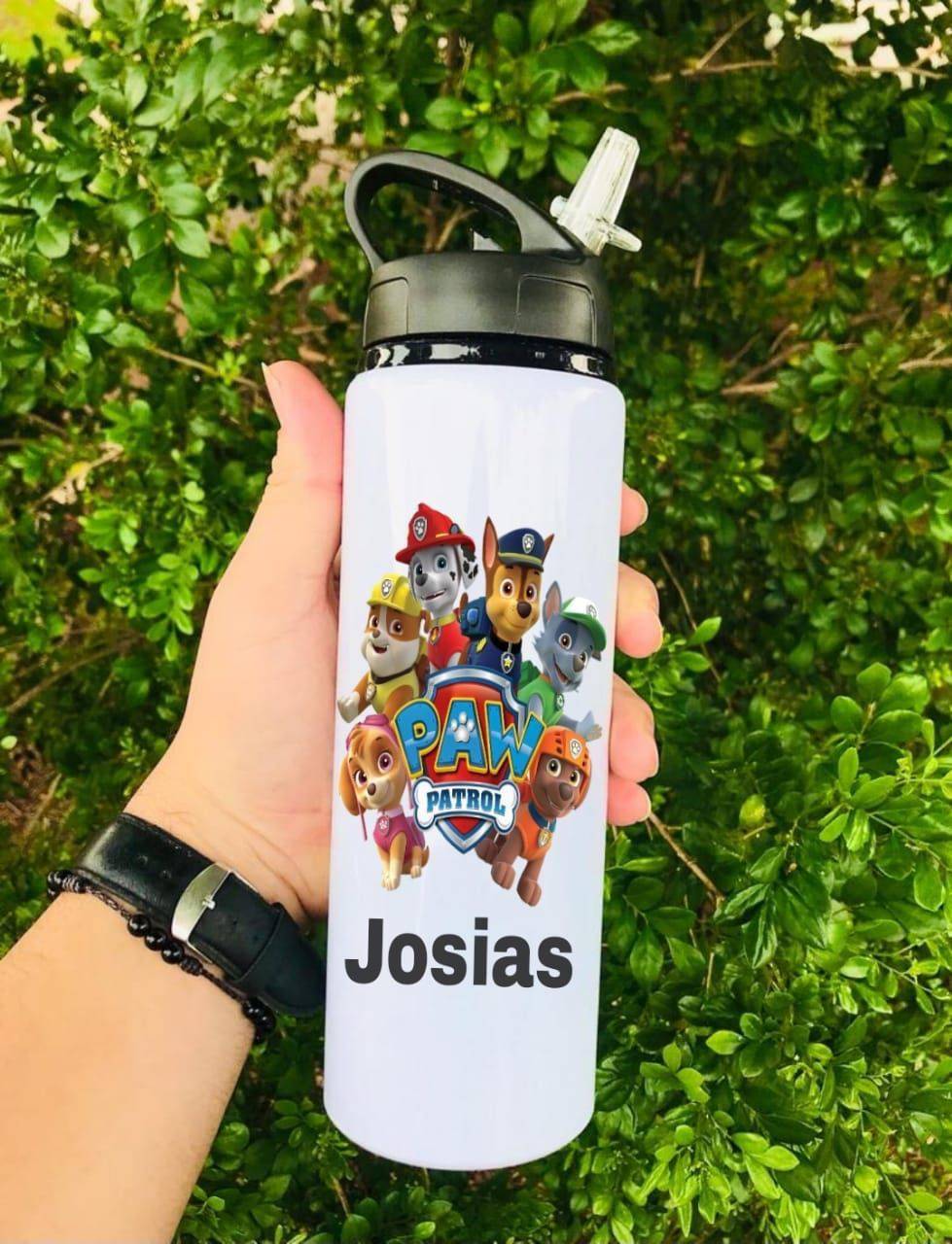 Customizable 650 ml Sipper Bottle – White Stainless Steel with Black Flip-Top, Personalize Your Own
