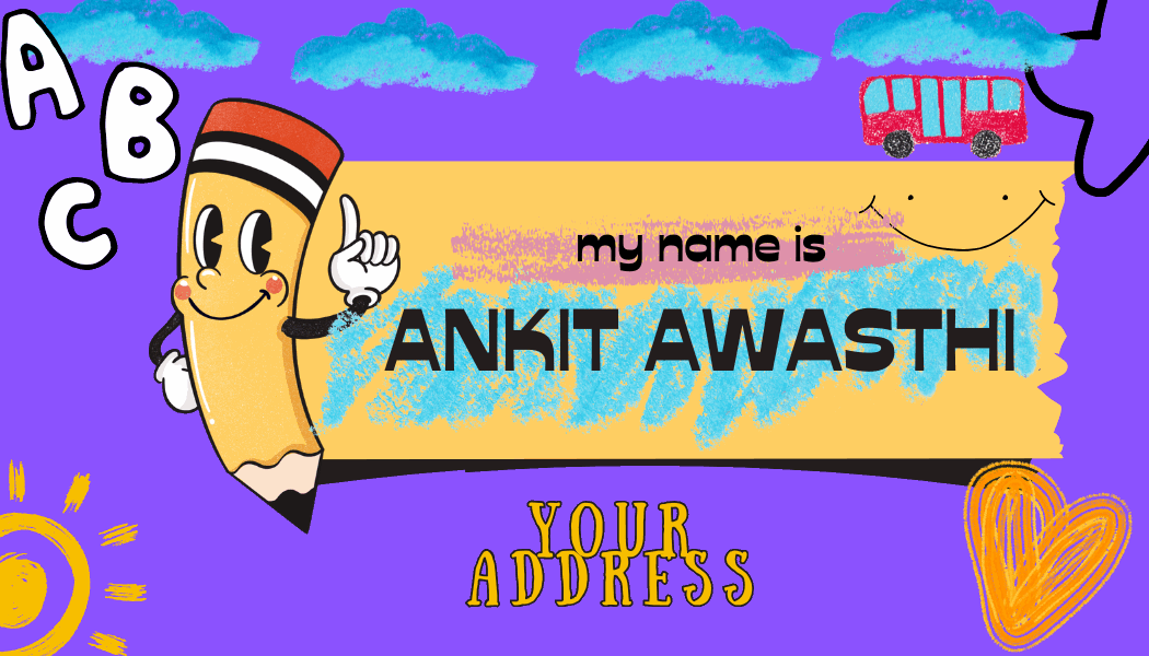 Simple Blob Pencil Illustration Name Tag – Custom Personalized Bag Label