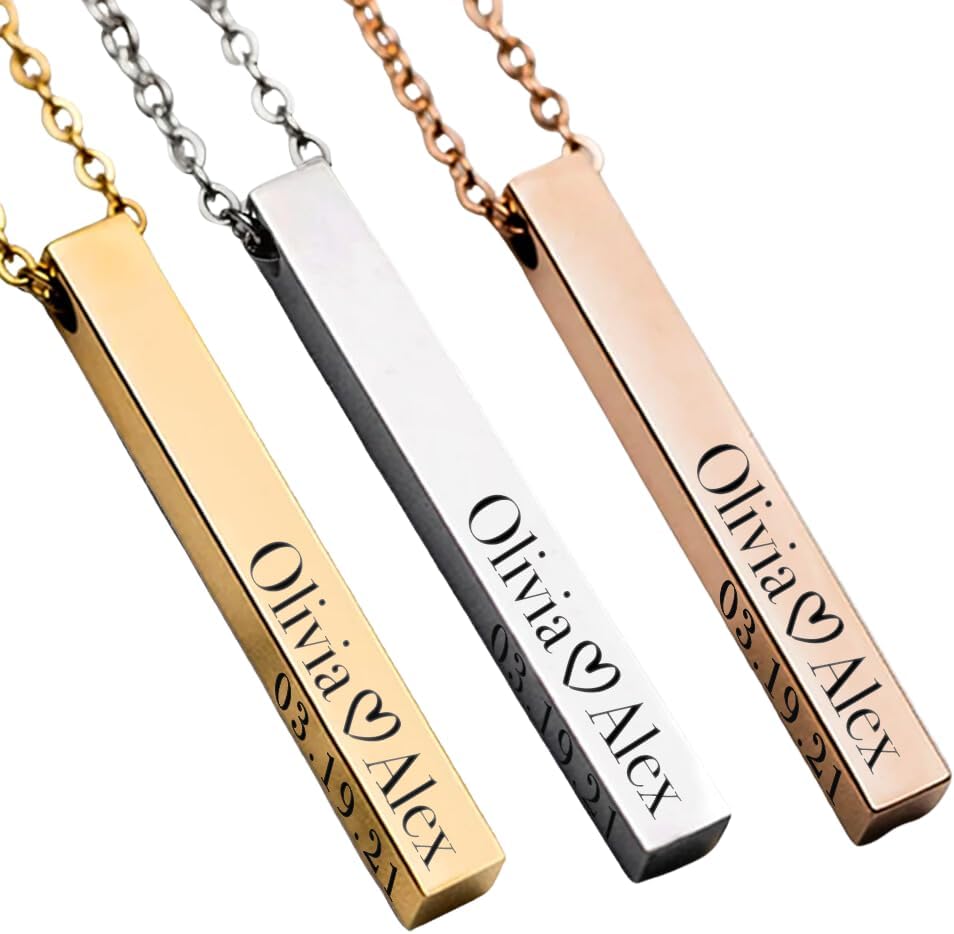 Vertical Pendant Engraving with Cursive or Alphabet Customization