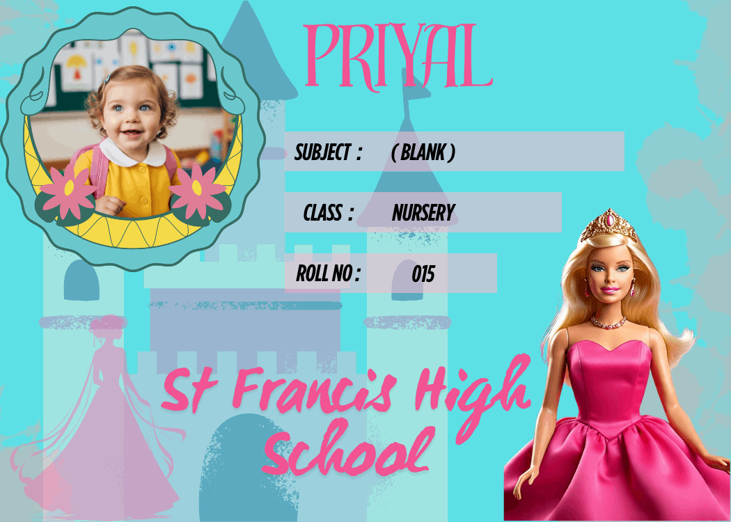 Customized Kid Name Slip with Barbie – Personalized Waterproof School Labels