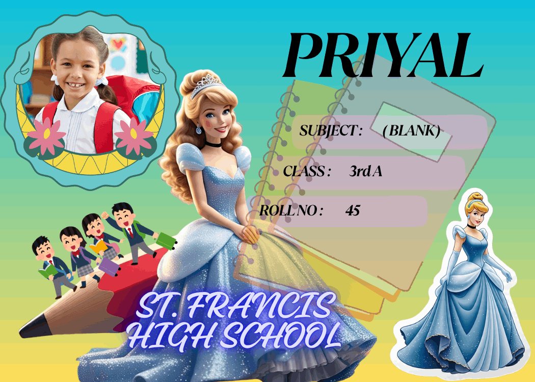Customized Kid Name Slip with Cinderella – Personalized Waterproof School Labels