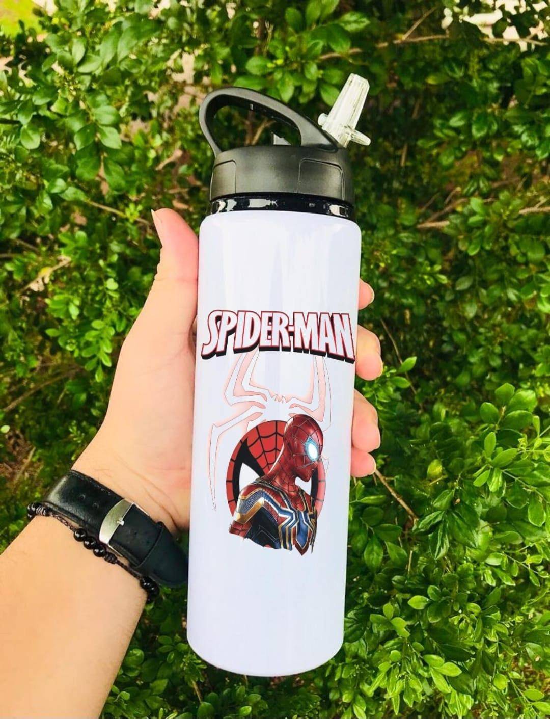 Customizable 650 ml Sipper Bottle – White Stainless Steel with Black Flip-Top, Personalize Your Own