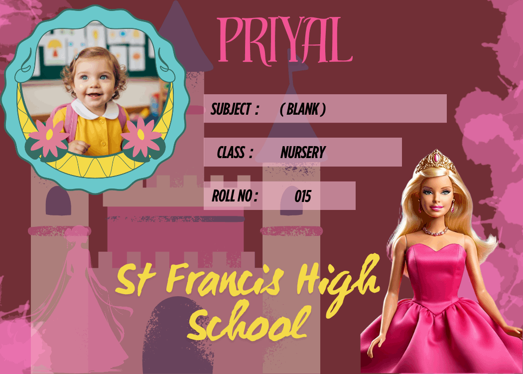 Customized Kid Name Slip with Barbie – Personalized Waterproof School Labels