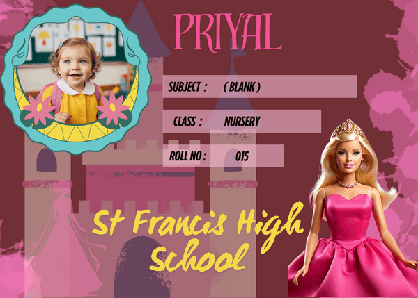 Customized Kid Name Slip with Barbie – Personalized Waterproof School Labels - KraftedKey