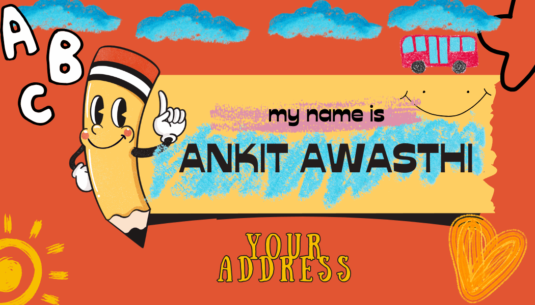 Simple Blob Pencil Illustration Name Tag – Custom Personalized Bag Label