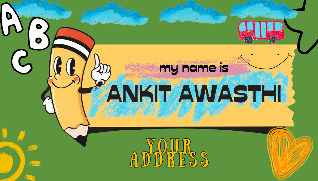 Simple Blob Pencil Illustration Name Tag – Custom Personalized Bag Label