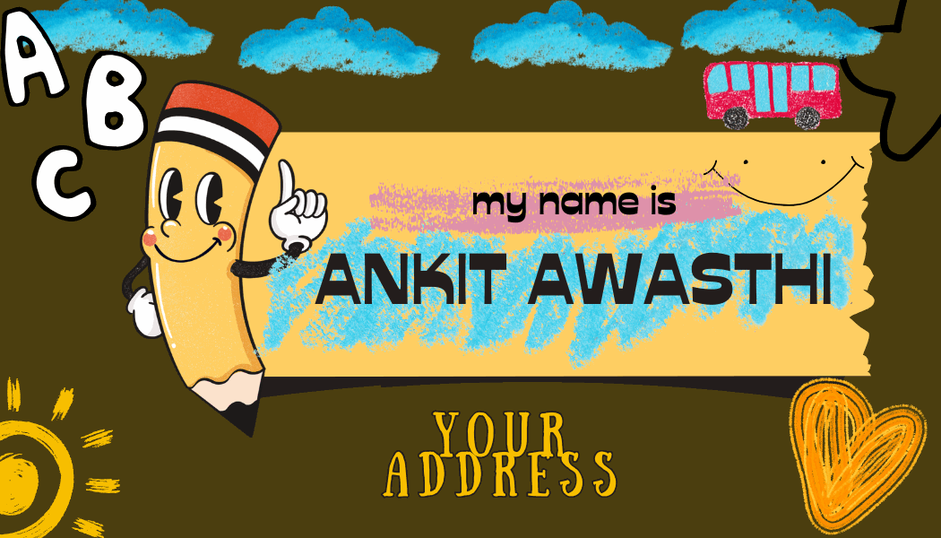 Simple Blob Pencil Illustration Name Tag – Custom Personalized Bag Label