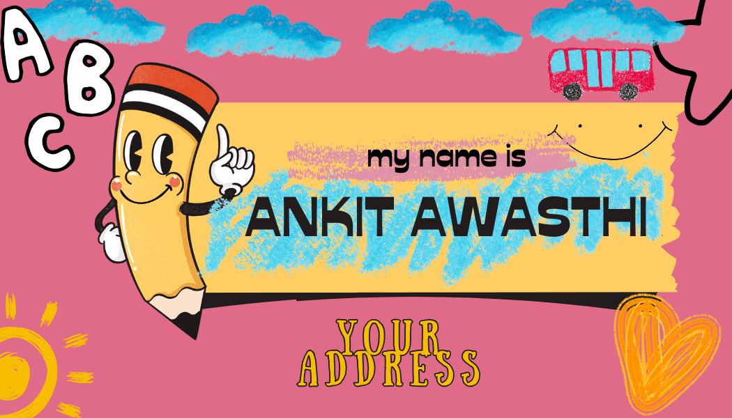 Simple Blob Pencil Illustration Name Tag – Custom Personalized Bag Label