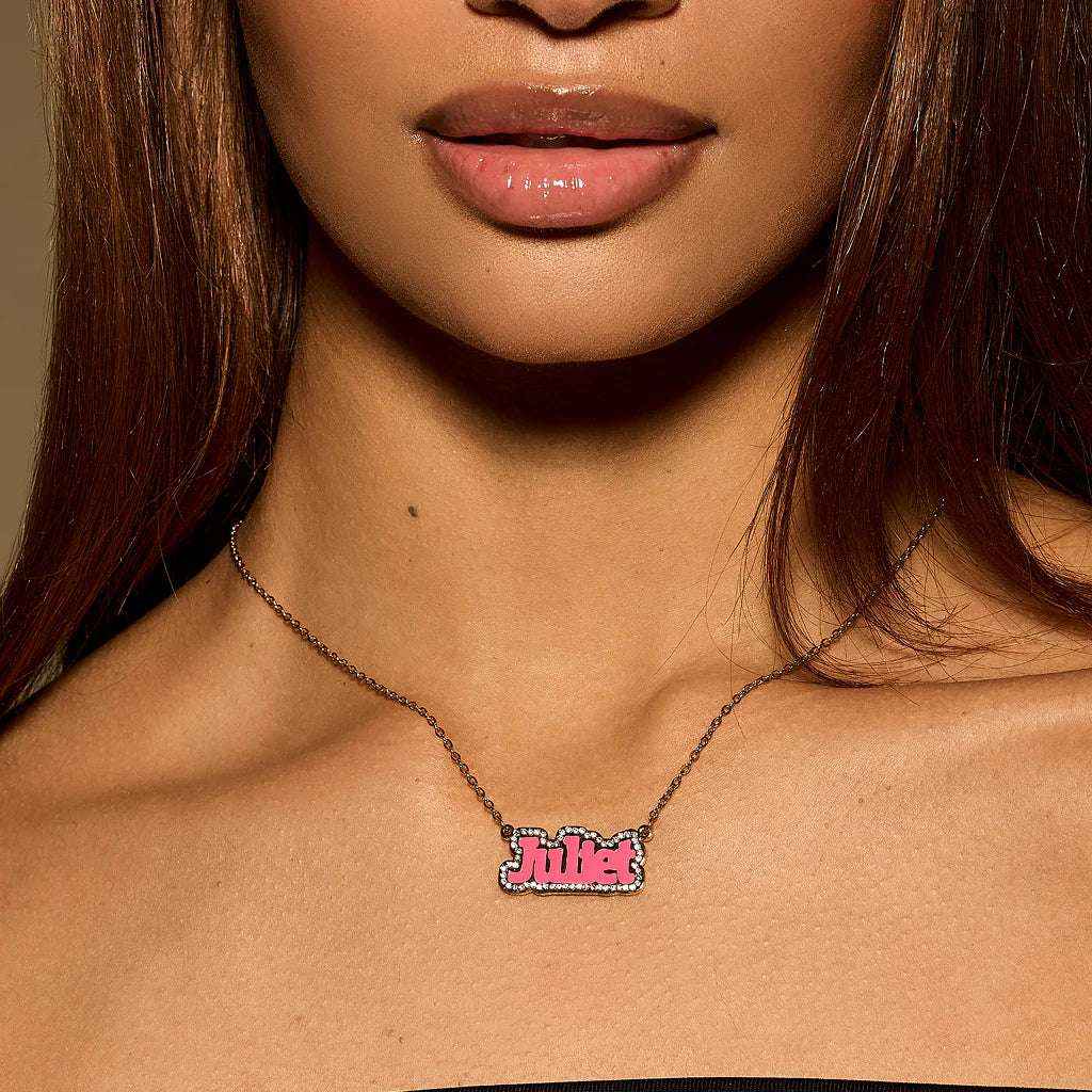 Bubble Name Diamond Pendant – Personalized Custom Name Necklace