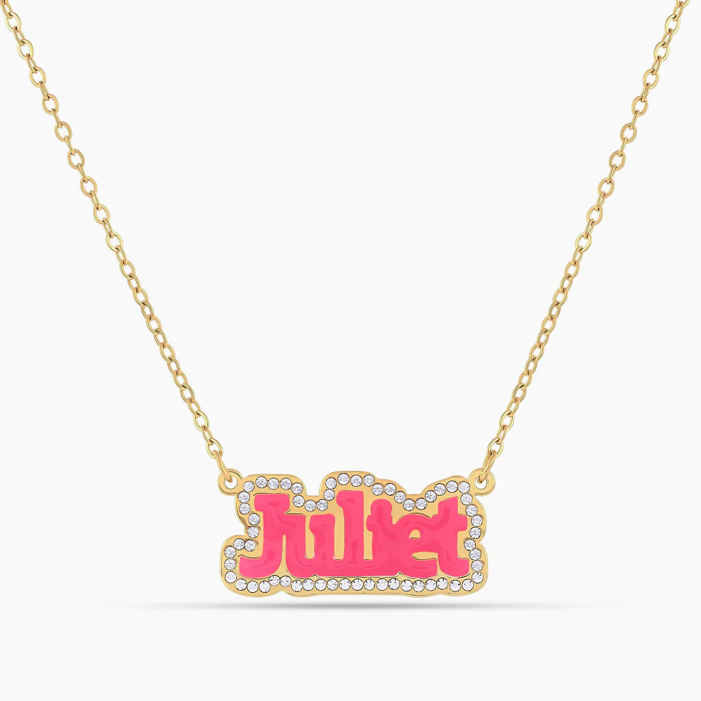 Bubble Name Diamond Pendant – Personalized Custom Name Necklace