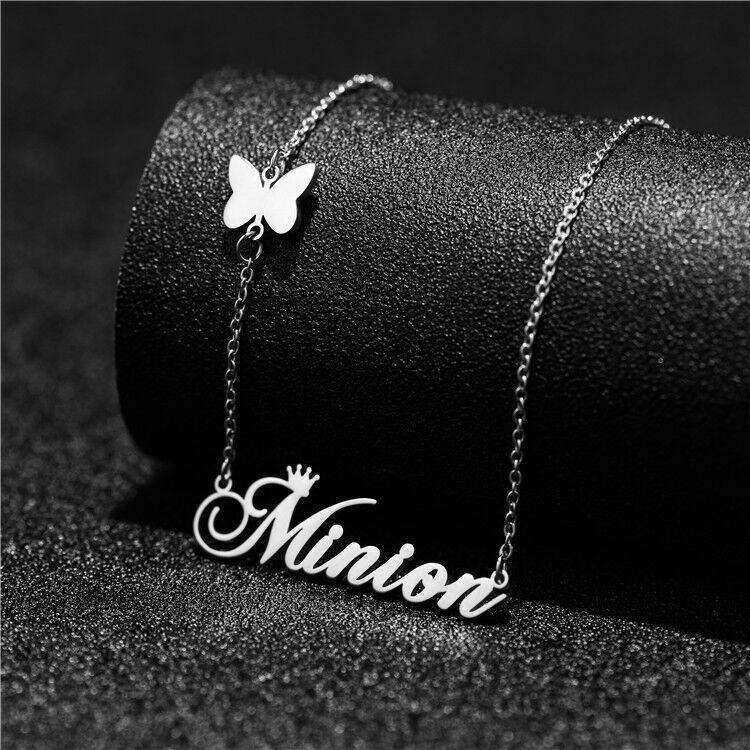 Crown Pendant with Butterfly Chain – Unique Trendy Necklace