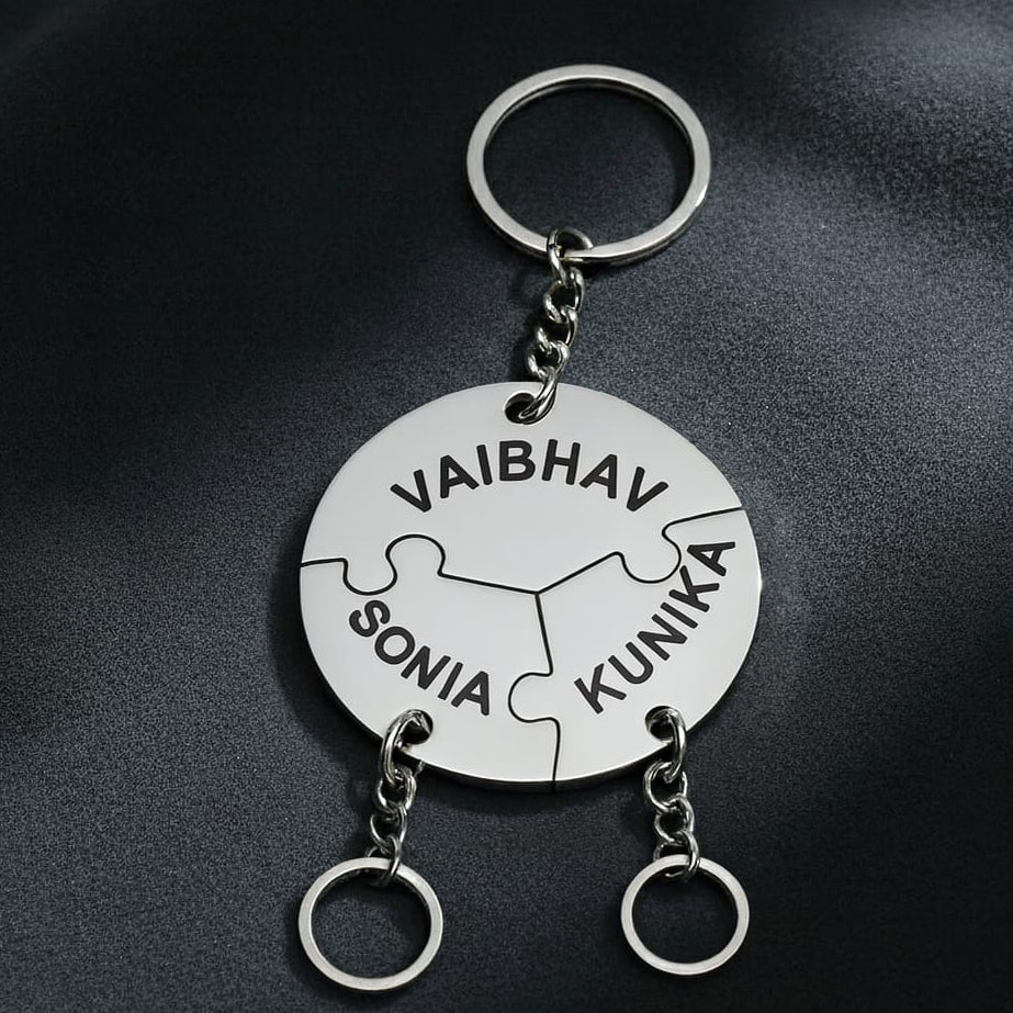 Circle Name Puzzle - Forever Together Bond Keychain