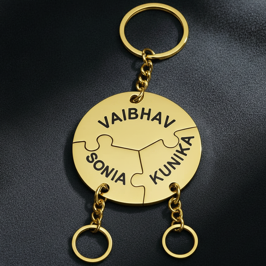 Circle Name Puzzle - Forever Together Bond Keychain