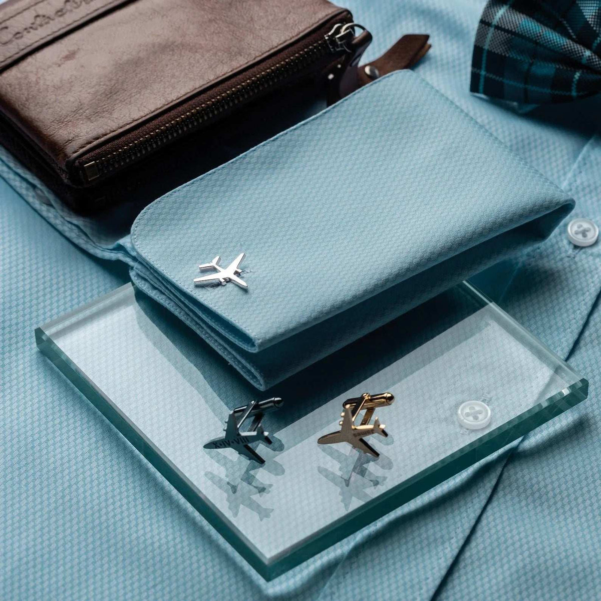 Custom Aeroplane Cufflink - Premium Aviation-Themed Metal Cufflinks for Aviation Enthusiasts