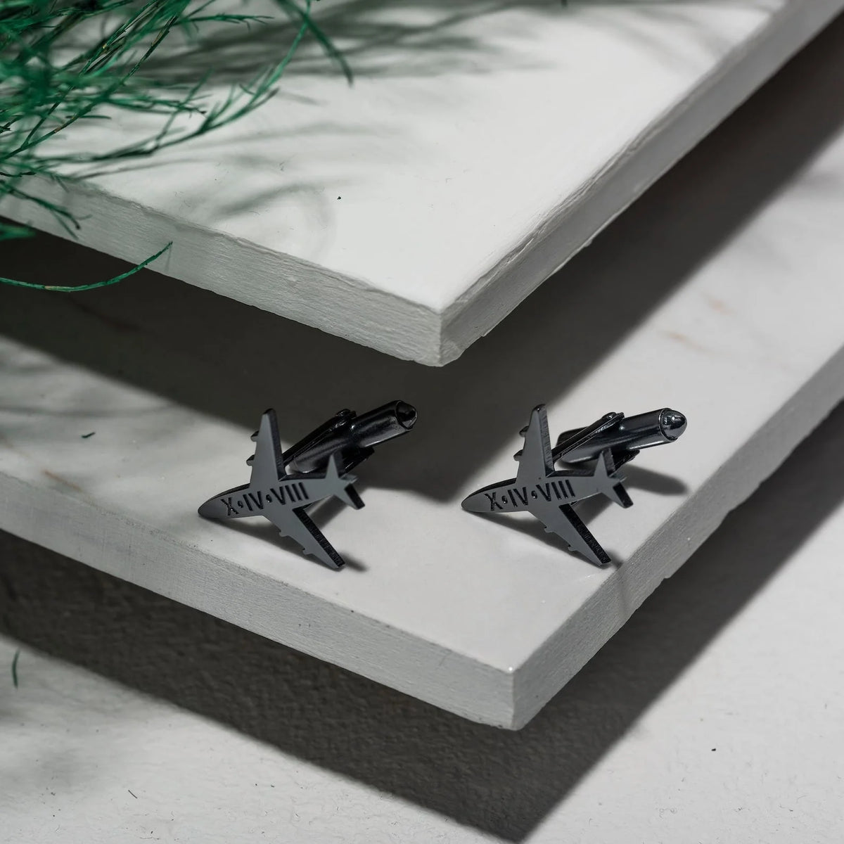 Pilot Black Aeroplane Cufflink - Stylish Aviation-Themed Metal Cufflinks