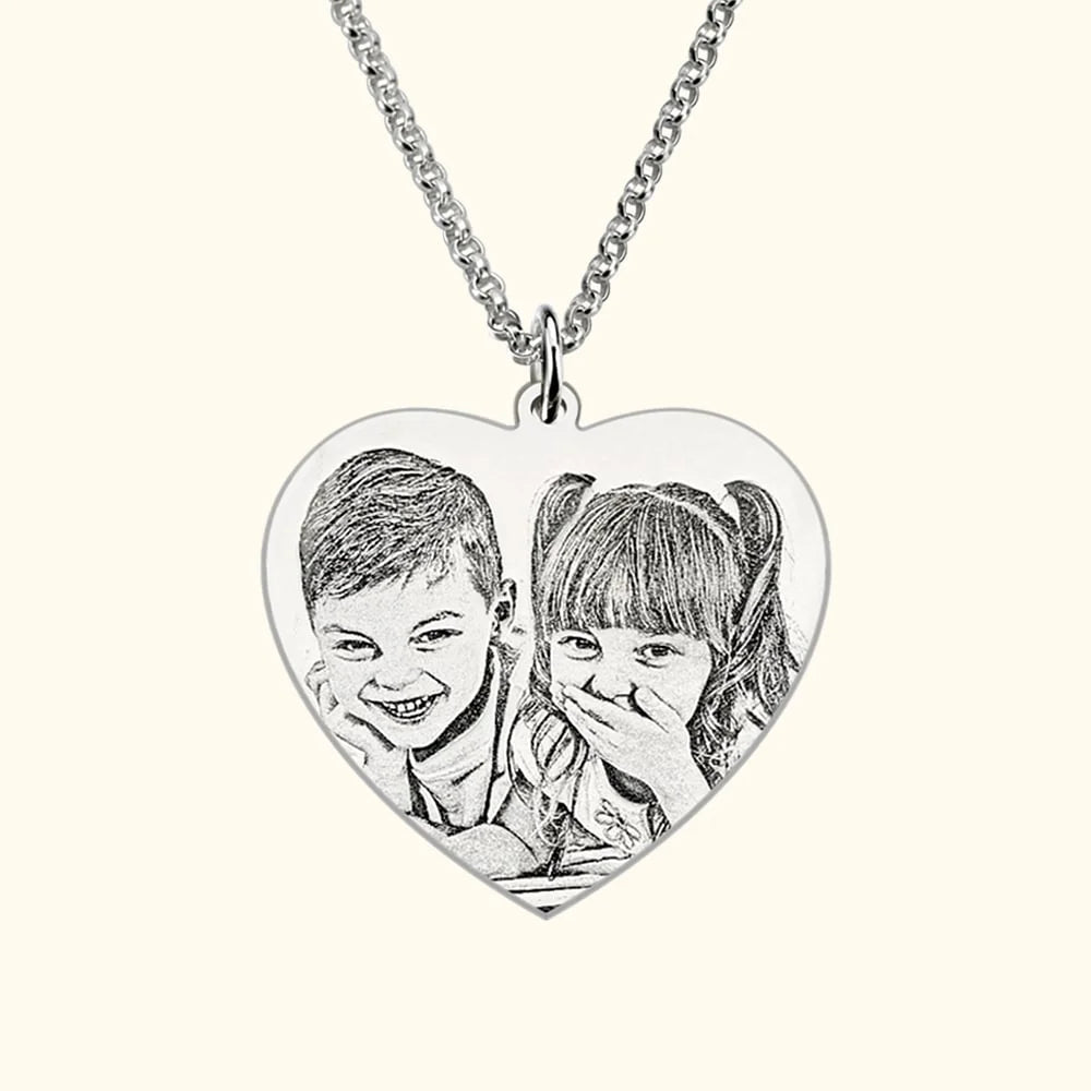 Photo Engraved Pendant – Personalized Custom Metal Necklace