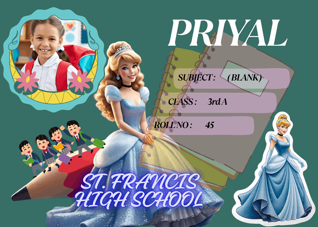 Customized Kid Name Slip with Cinderella – Personalized Waterproof School Labels