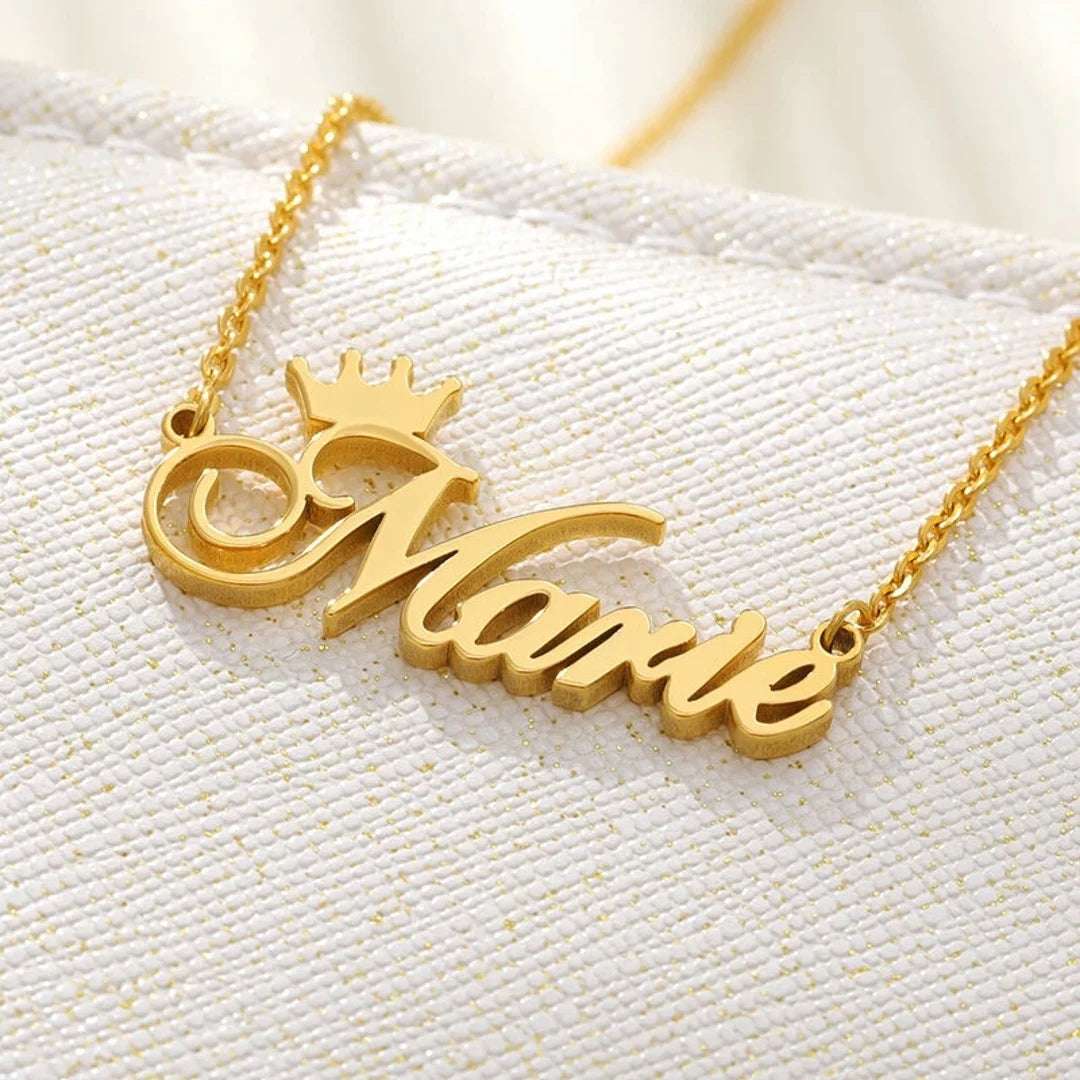 Custom Crown Pendant with Name – Personalized Trendy Jewelry