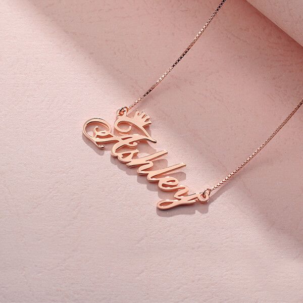 Custom Crown Pendant with Name – Personalized Trendy Jewelry