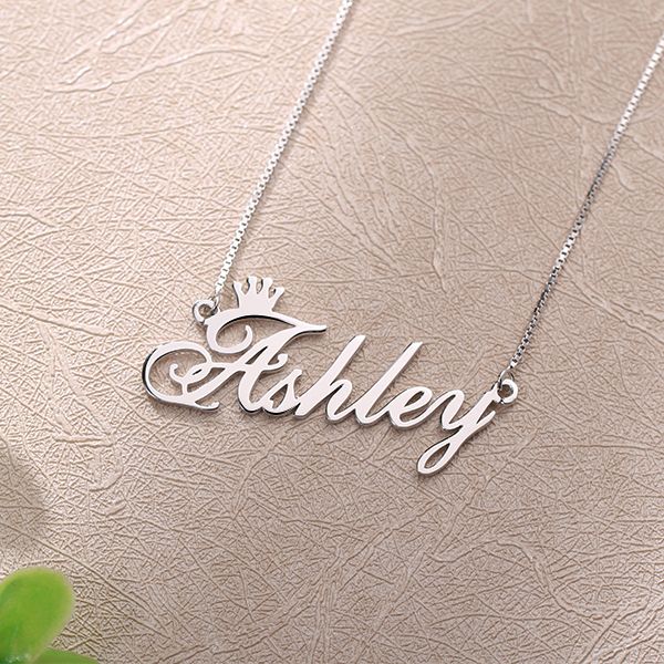 Custom Crown Pendant with Name – Personalized Trendy Jewelry