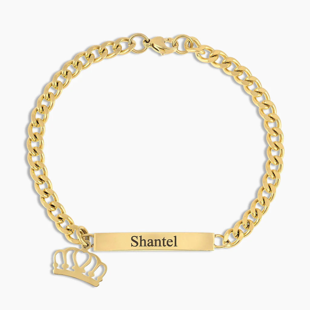 Royal Engraved Bar Bracelet – Personalized Metal Jewelry Gift