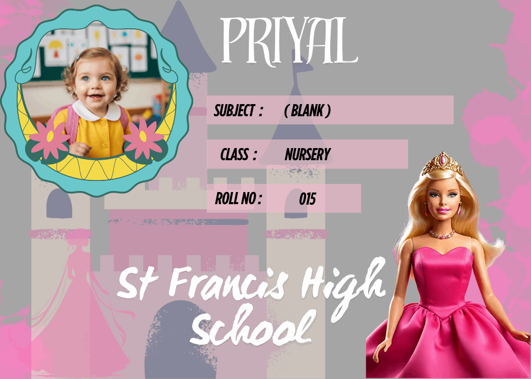 Customized Kid Name Slip with Barbie – Personalized Waterproof School Labels