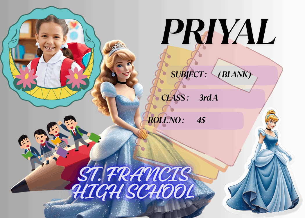 Customized Kid Name Slip with Cinderella – Personalized Waterproof School Labels