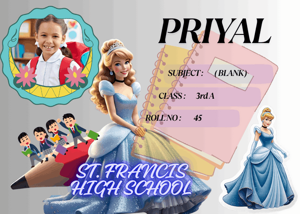 Customized Kid Name Slip with Cinderella – Personalized Waterproof School Labels - KraftedKey