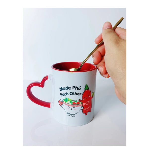 Customized Heart Handle Mug - 320ml Personalized Ceramic Mug with Custom Print - KraftedKey