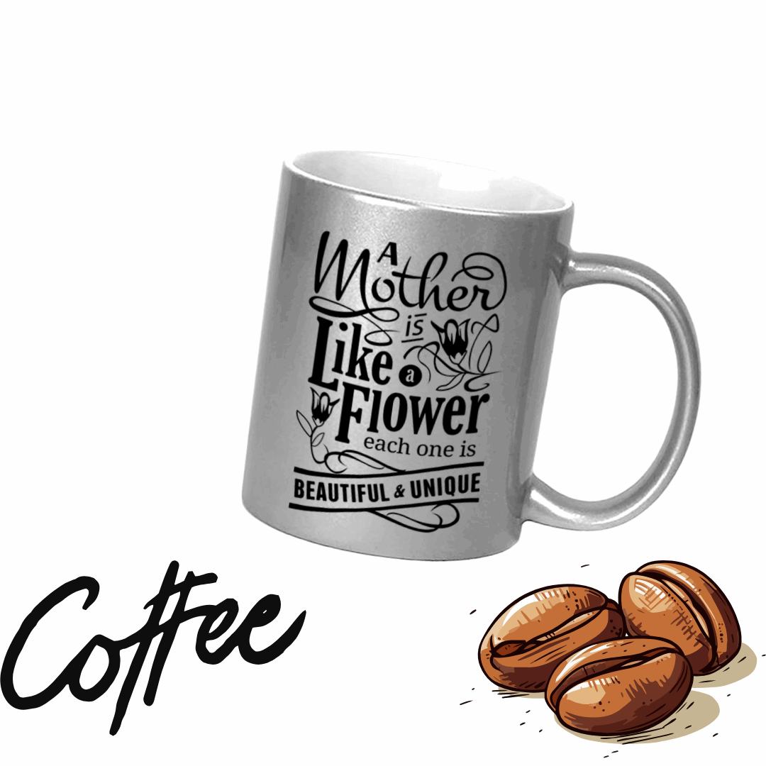 Customized Silver Mug - 320ml Premium Ceramic Mug with Personalization and Sleek Metallic Finish