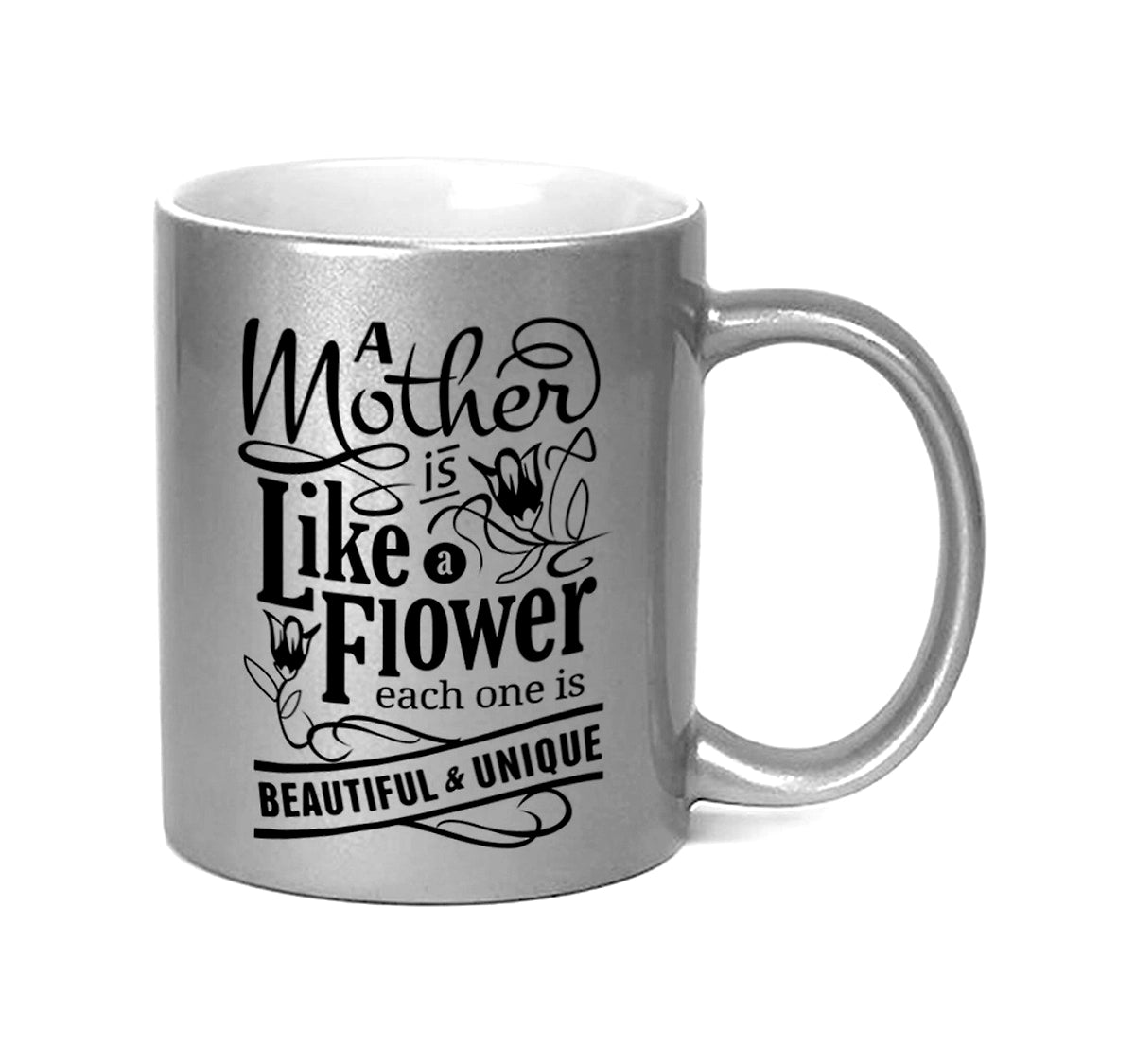 Customized Silver Mug - 320ml Premium Ceramic Mug with Personalization and Sleek Metallic Finish