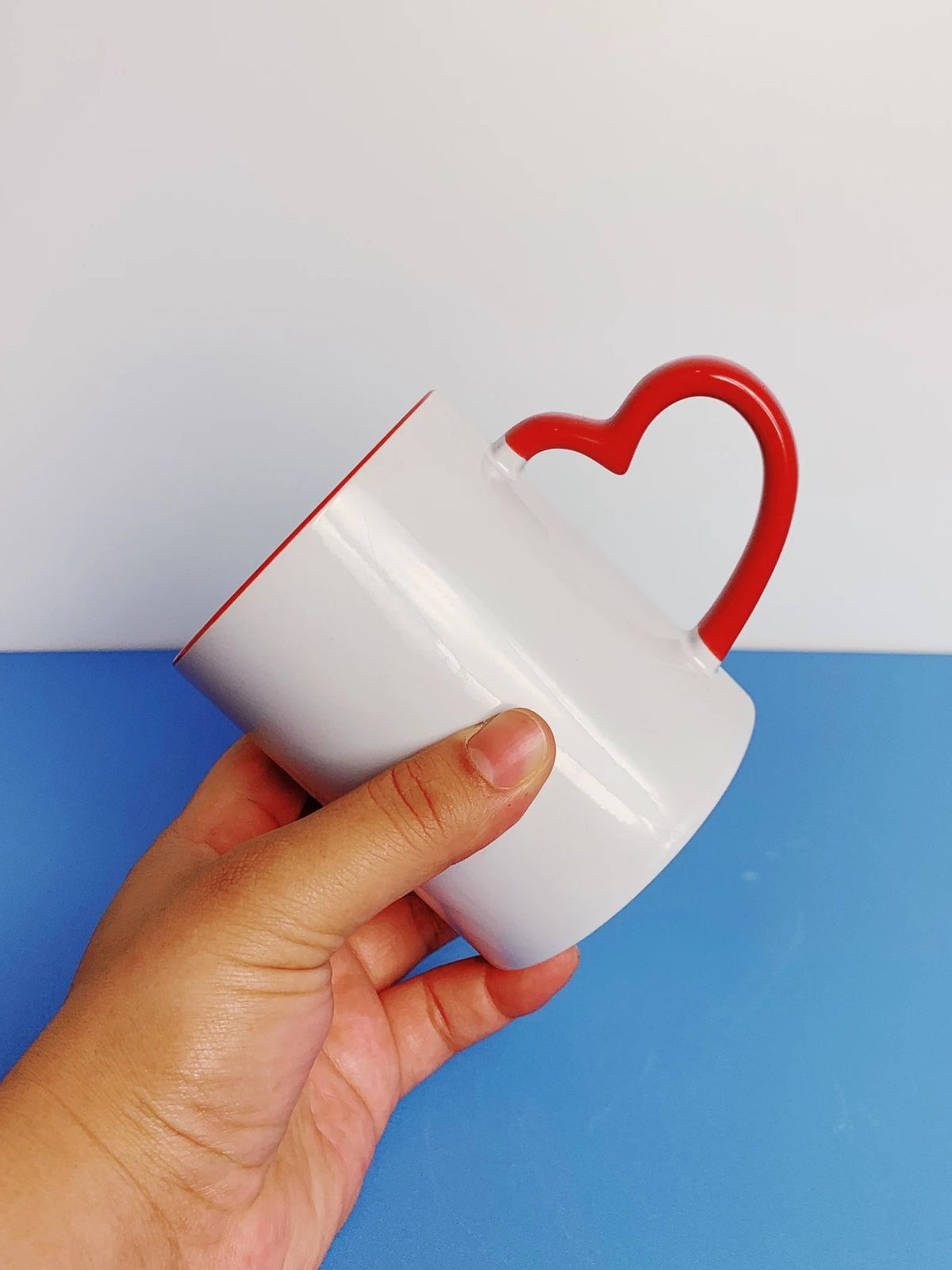 Customized Heart Handle Mug - 320ml Personalized Ceramic Mug with Custom Print