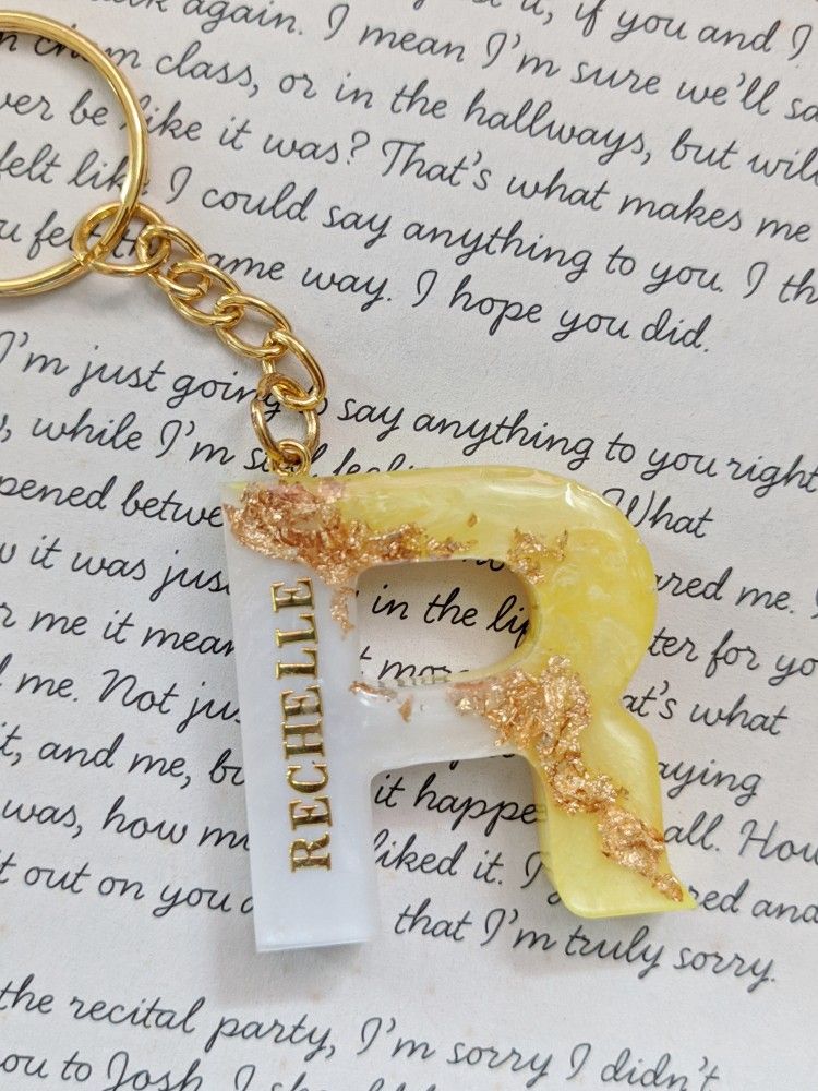 Custom Resin Letter Name Keychain – Personalized Initial Keyring Gift