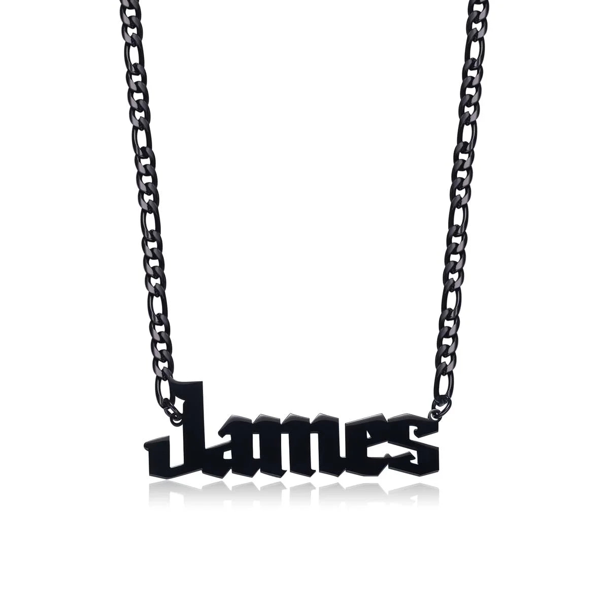 Custom Black Pendant with Old English Font Engraving – Personalized Jewelry