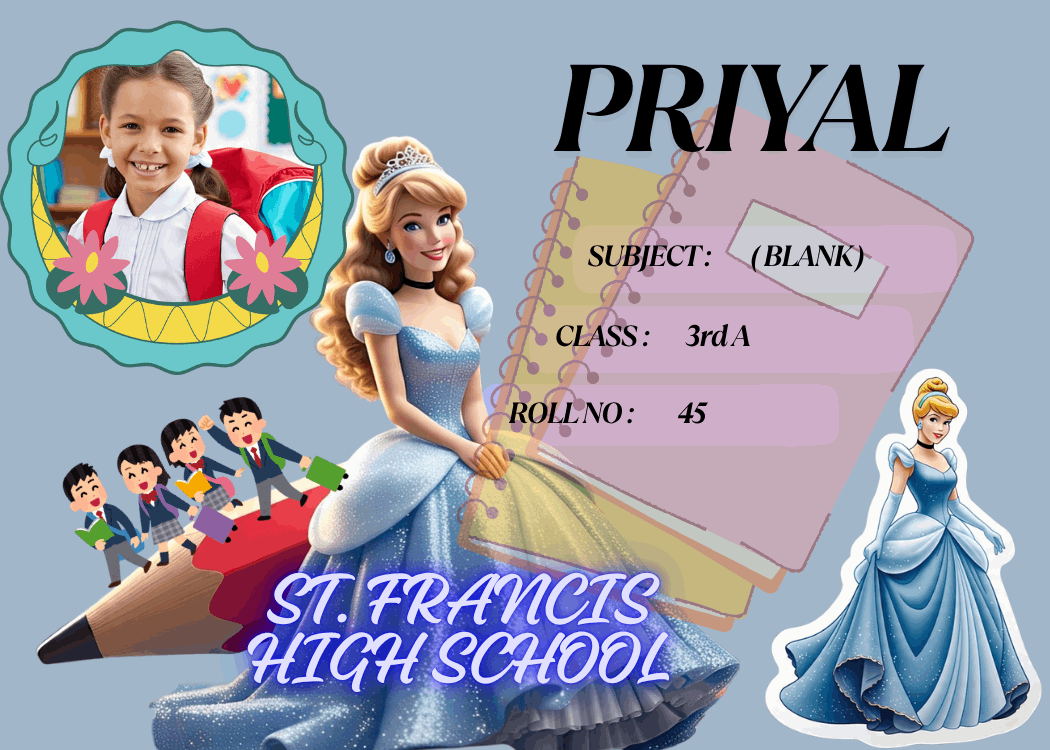 Customized Kid Name Slip with Cinderella – Personalized Waterproof School Labels