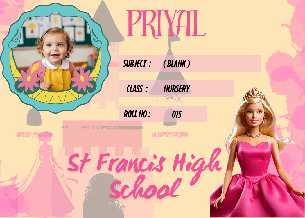Customized Kid Name Slip with Barbie – Personalized Waterproof School Labels