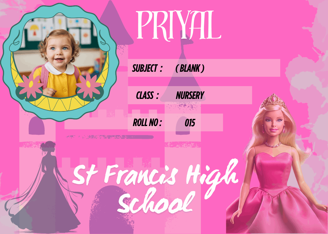 Customized Kid Name Slip with Barbie – Personalized Waterproof School Labels