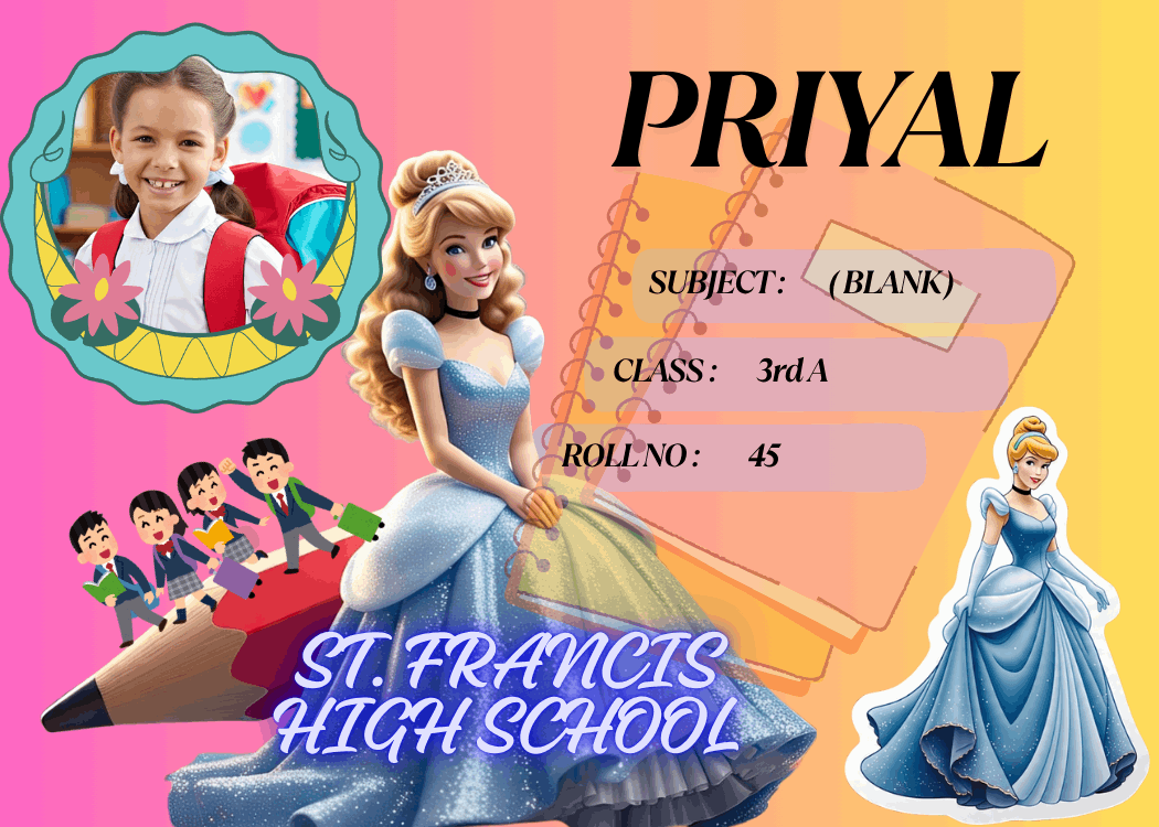 Customized Kid Name Slip with Cinderella – Personalized Waterproof School Labels