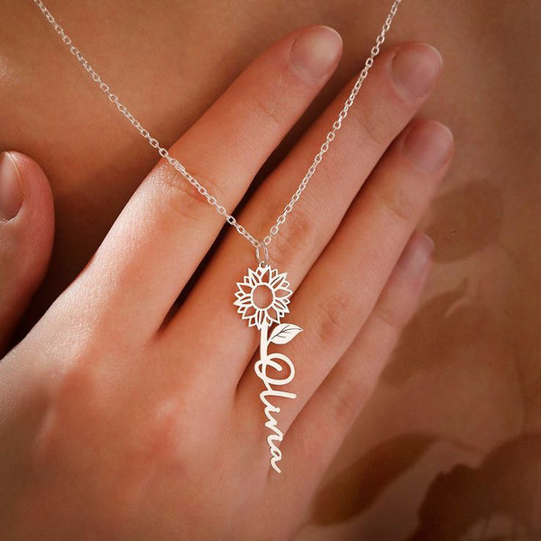 Personalized Sunflower Name Pendant for a Unique Touch x Cred - KraftedKey