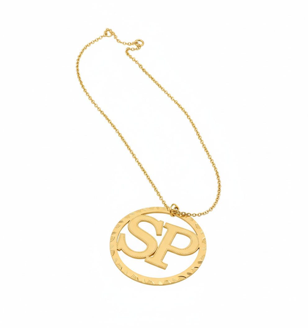 Personalized Two Initial Discussion Stone Cut Pendant – Unique Duo of Identity