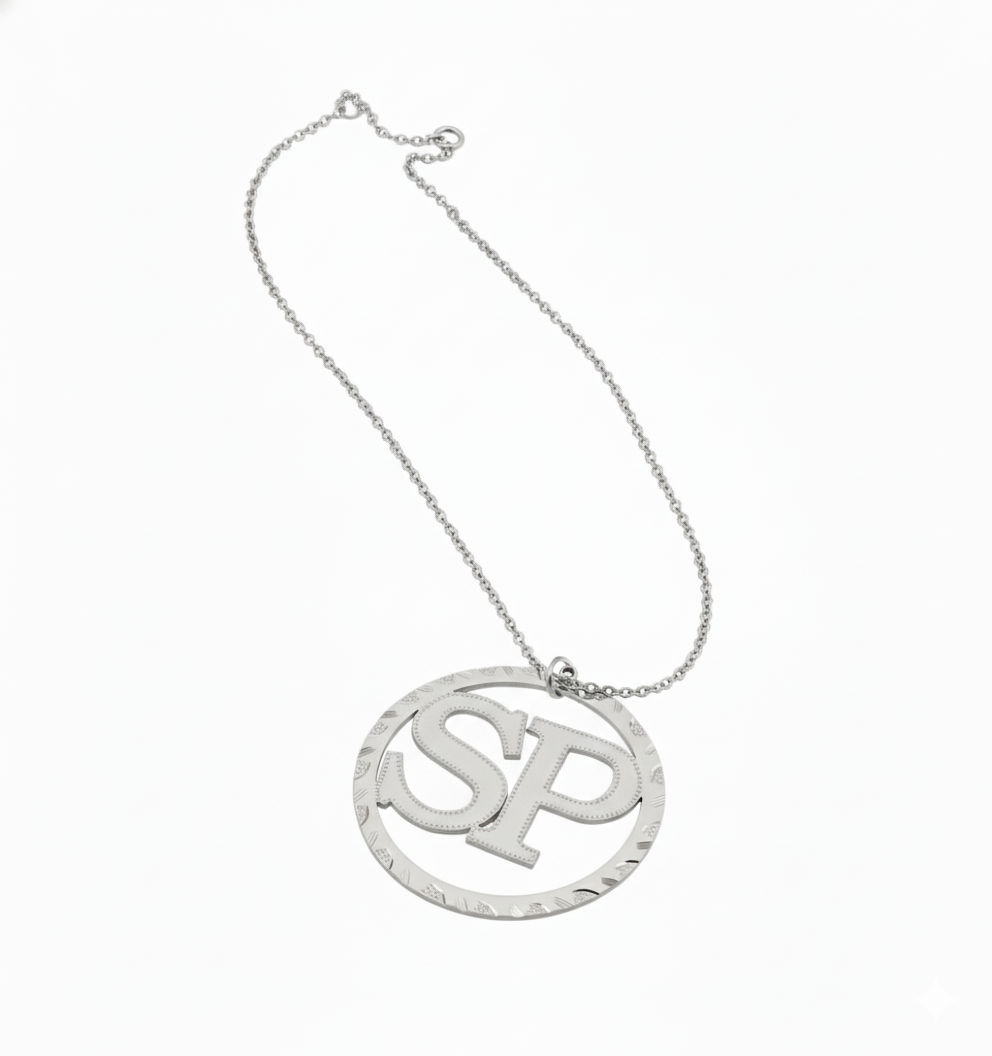 Personalized Two Initial Discussion Stone Cut Pendant – Unique Duo of Identity
