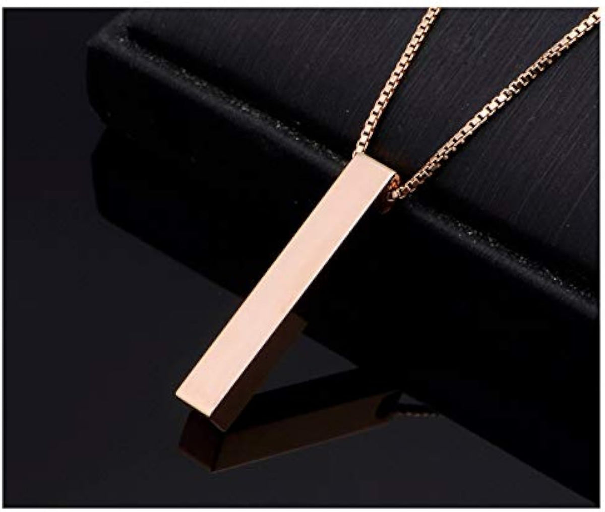 Vertical Bar Birthdate Necklace - Custom Engraved Anniversary Pendant