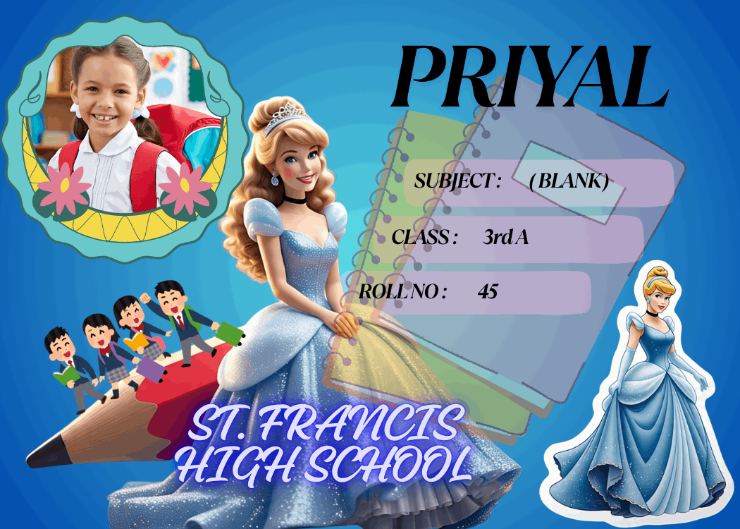 Customized Kid Name Slip with Cinderella – Personalized Waterproof School Labels