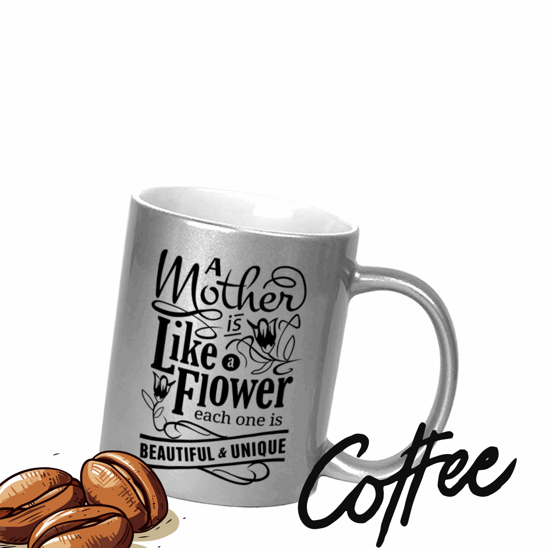 Customized Silver Mug - 320ml Premium Ceramic Mug with Personalization and Sleek Metallic Finish