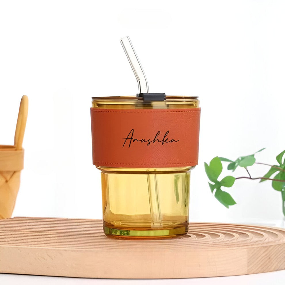 Personalized Slub Glass Mug – 340ml Customized Glass, Photo/Logo Engraving
