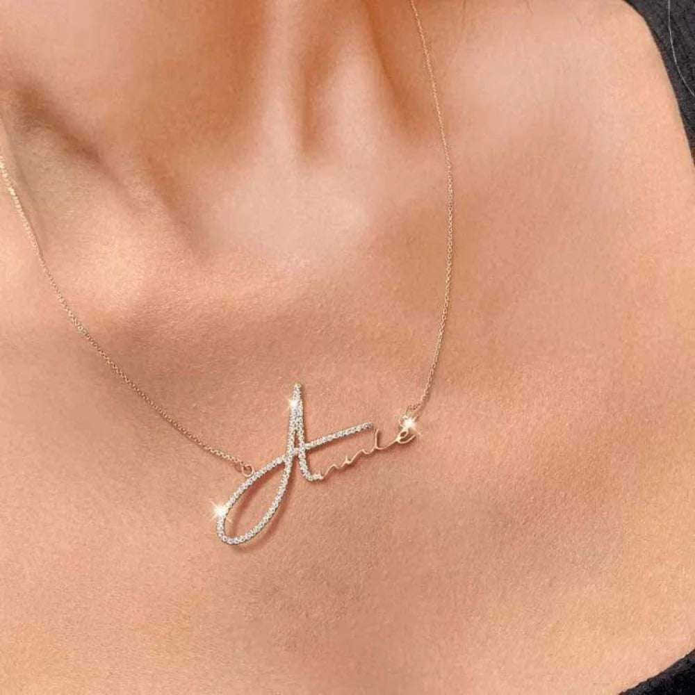 Signature Style Diamond Name Necklace – Custom Personalized Name Jewelry with Diamonds