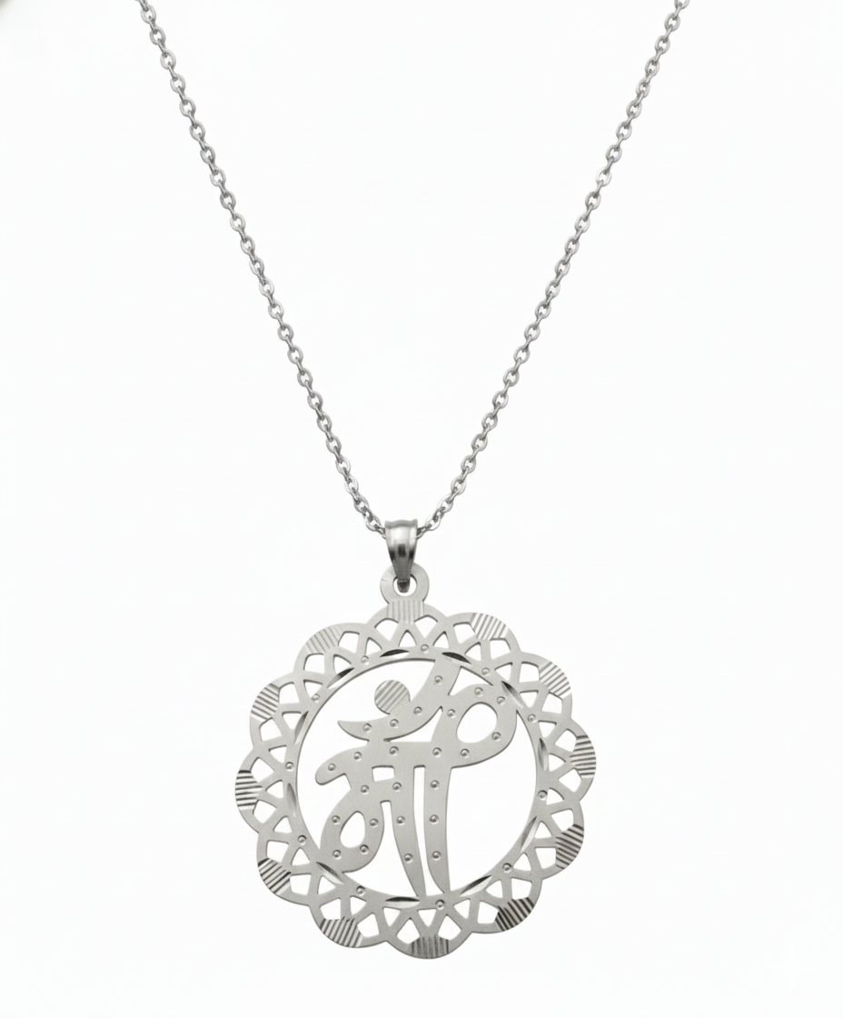 Stone Cut Mandala Design Personalized Letter Pendant – Intricate & Custom